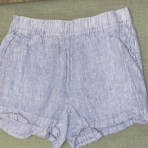 Tahari Blue and White Striped High Waist Shorts